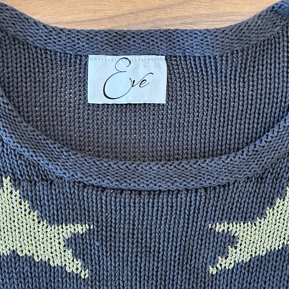 ⭐️ Eve Sweter Cotton Dark Grey Gold Stars Women’s Size S - Picture 4 of 8